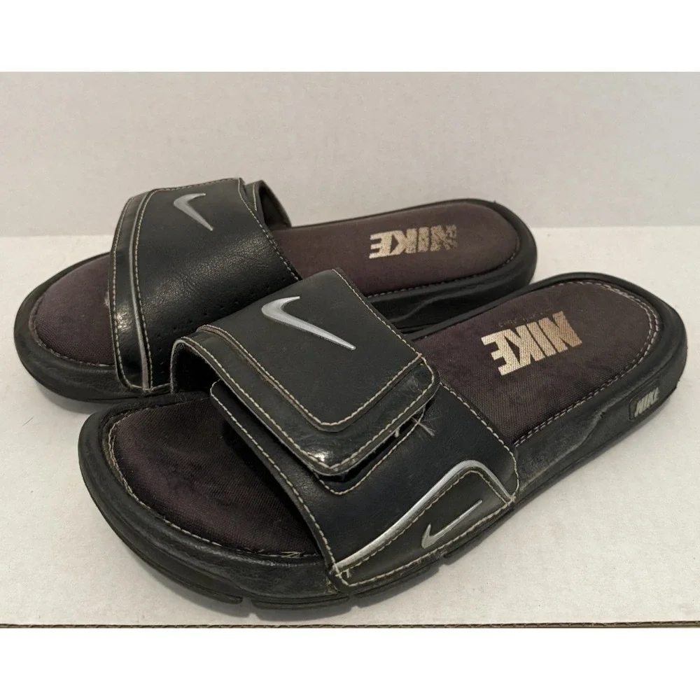 Nike Comfort‎ Slide 2 Sandals Men's Size 7 Black Swoosh Memory Foam 415205-002